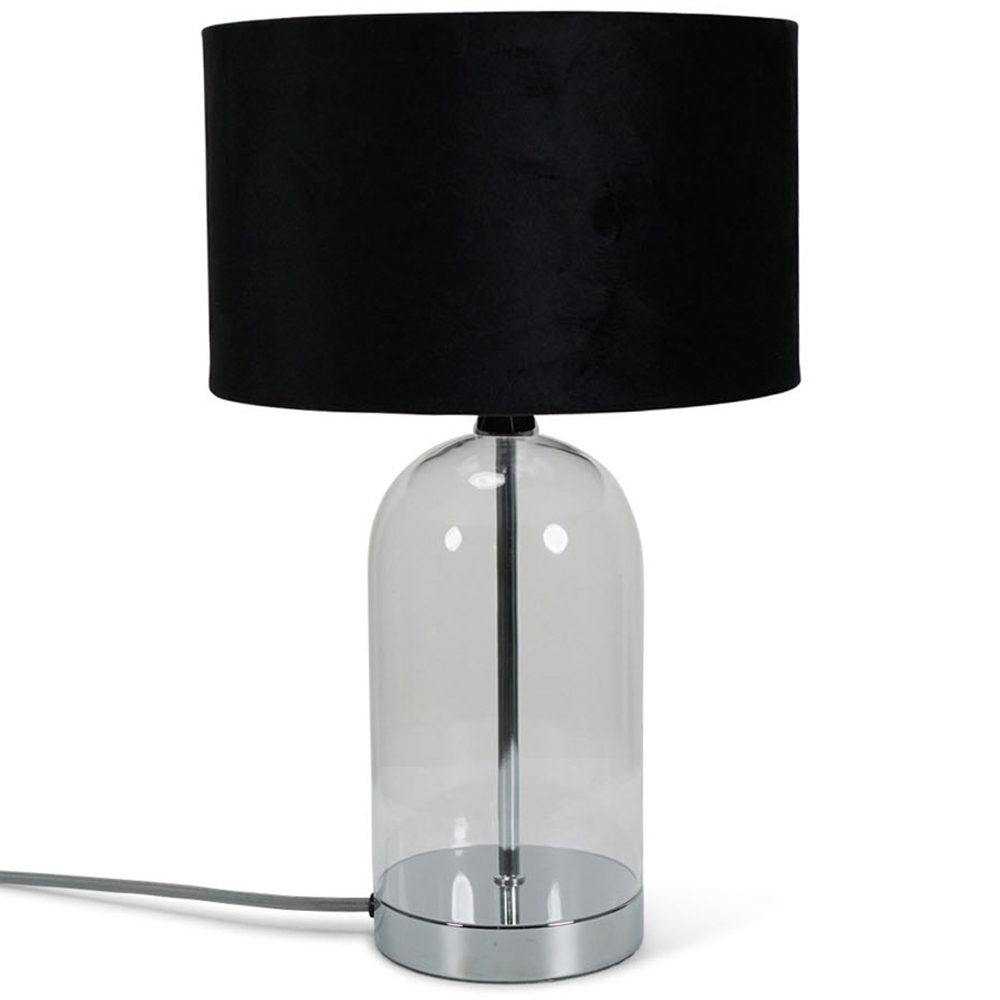 ValueLights Jessy Silver and Black Velvet Shade Glass LED Table Lamp Image 1