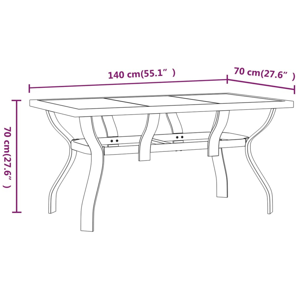vidaXL 4 Seater Metal Rectangular Garden Dining Table Brown and Black Image 6