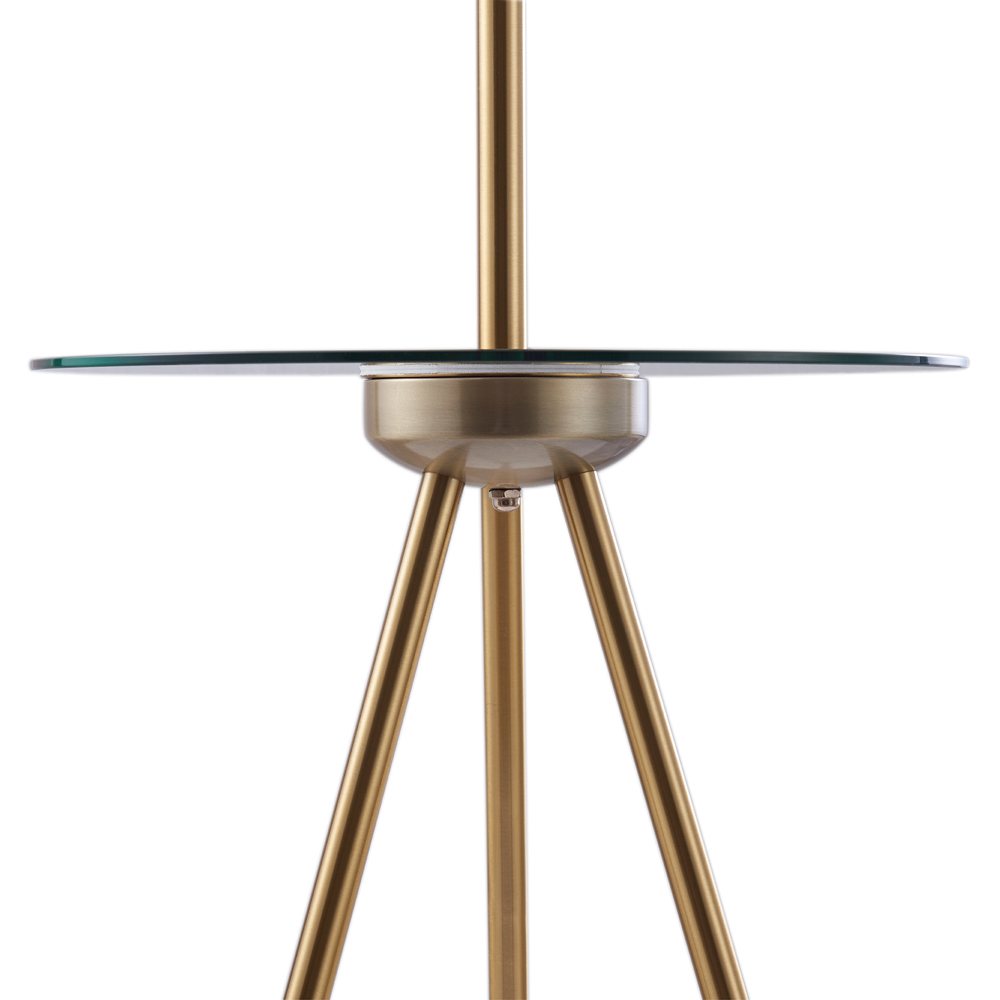 Teamson Home Myra Black Tripod Floor Lamp with USB Port and Glass Table Image 4