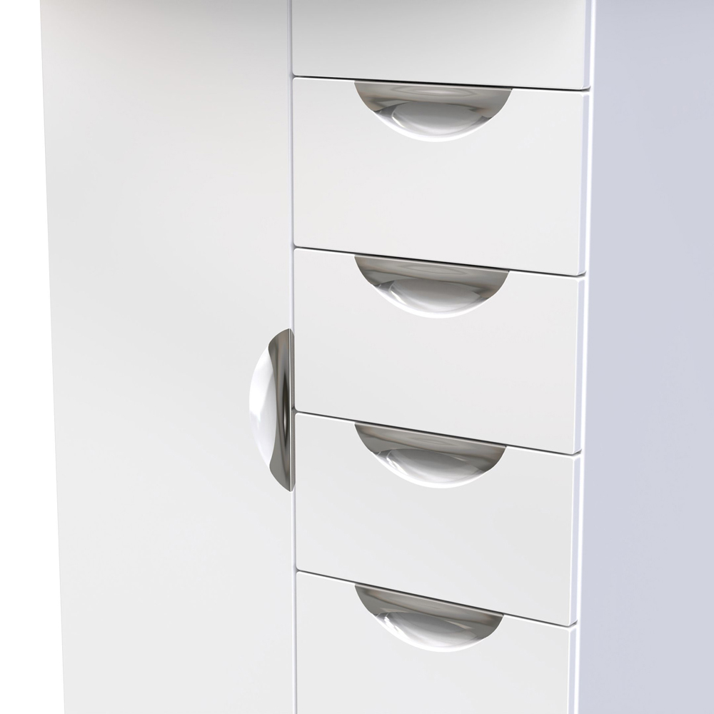 Crowndale Camden Single Door 6 Drawer White Gloss and White Kids Wardrobe Ready Assembled Image 6