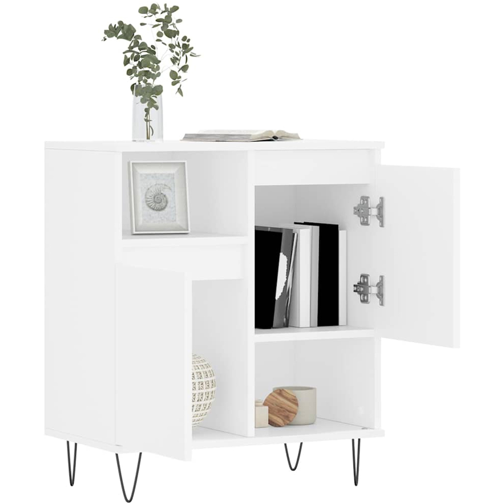 vidaXL 2 Door 2 Shelf White Sideboard with Metal Legs Image 4