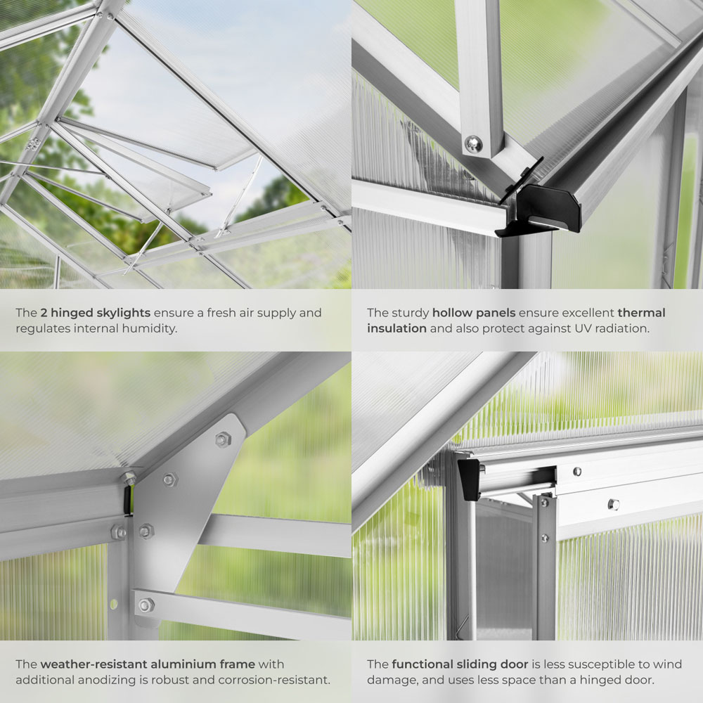 tectake Clear Aluminium 6 x 8.5ft Greenhouse Image 4