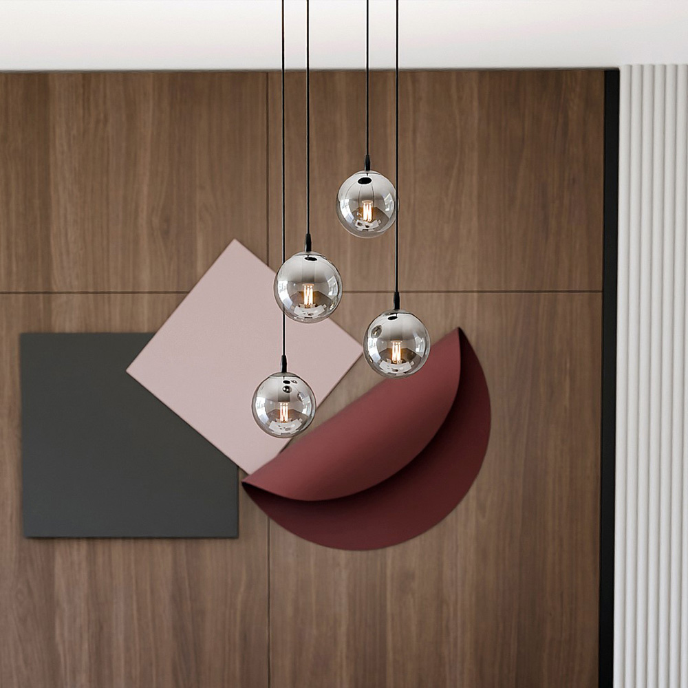 Emibig Cosmo 4 Light Graphite Shade Black E14 Ceiling Pendant Light Image 2