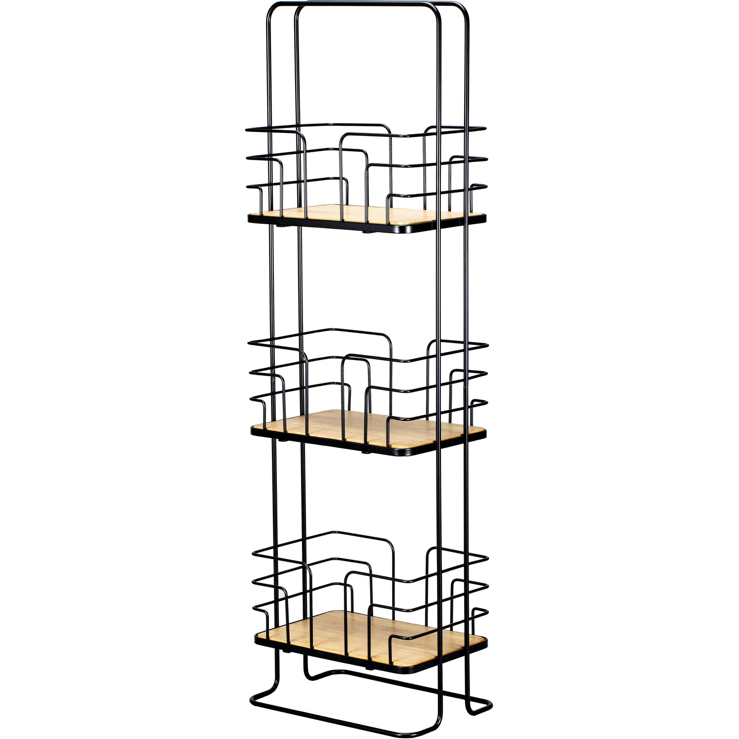 Black Wire Bamboo Bathroom Caddy Image 2