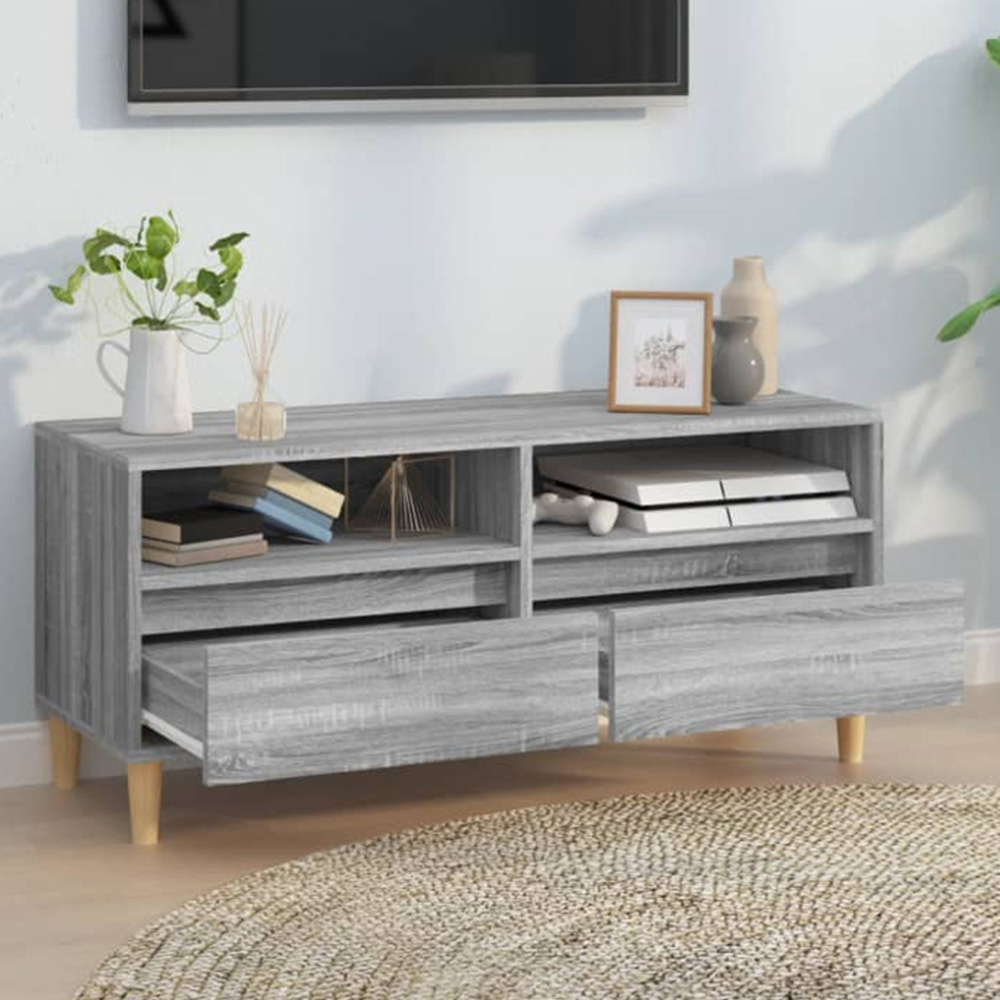 vidaXL 2 Drawer 2 Shelf Grey Sonoma TV Cabinet Image 1