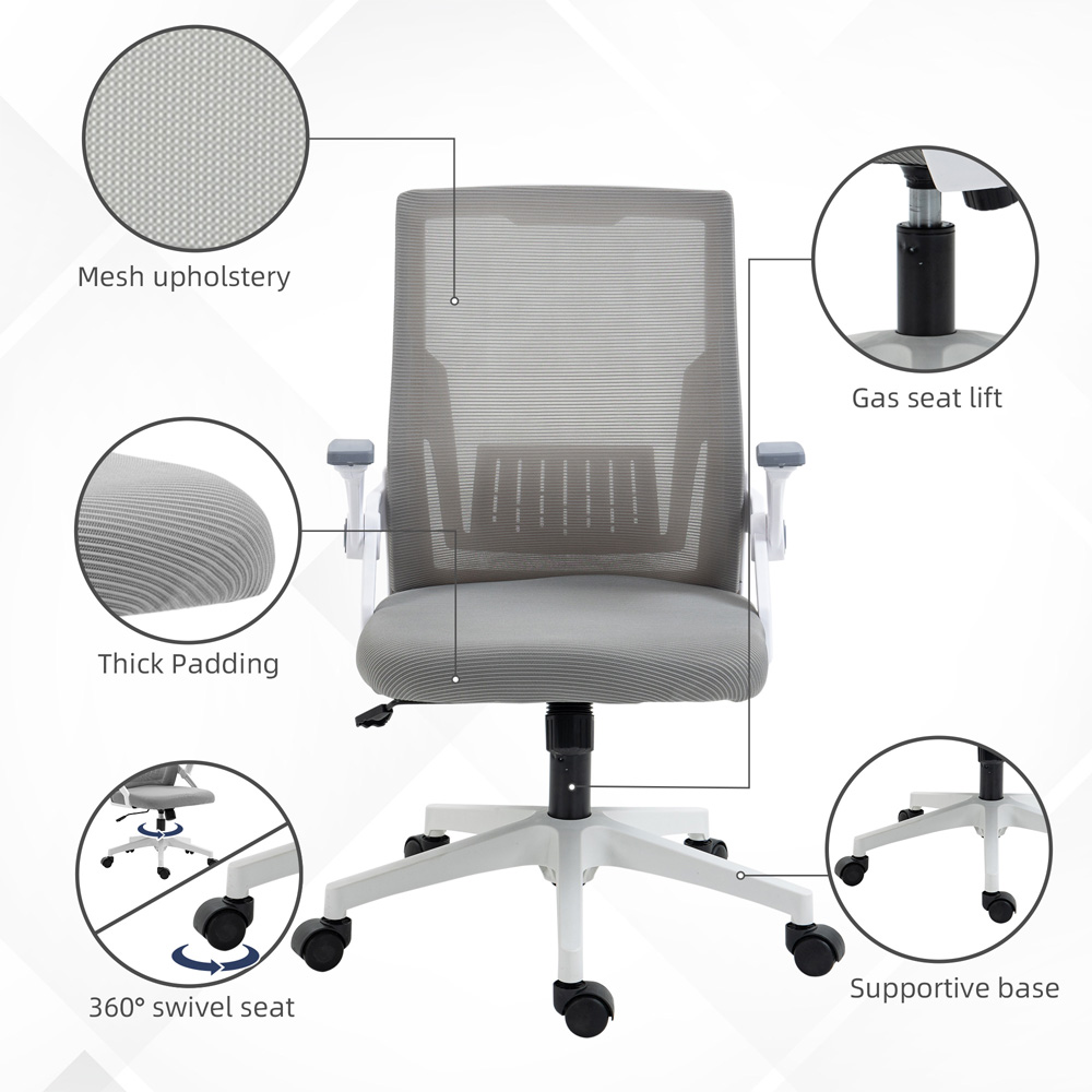 Portland Grey Mesh Swivel Lumbar Support Office Chair Image 4