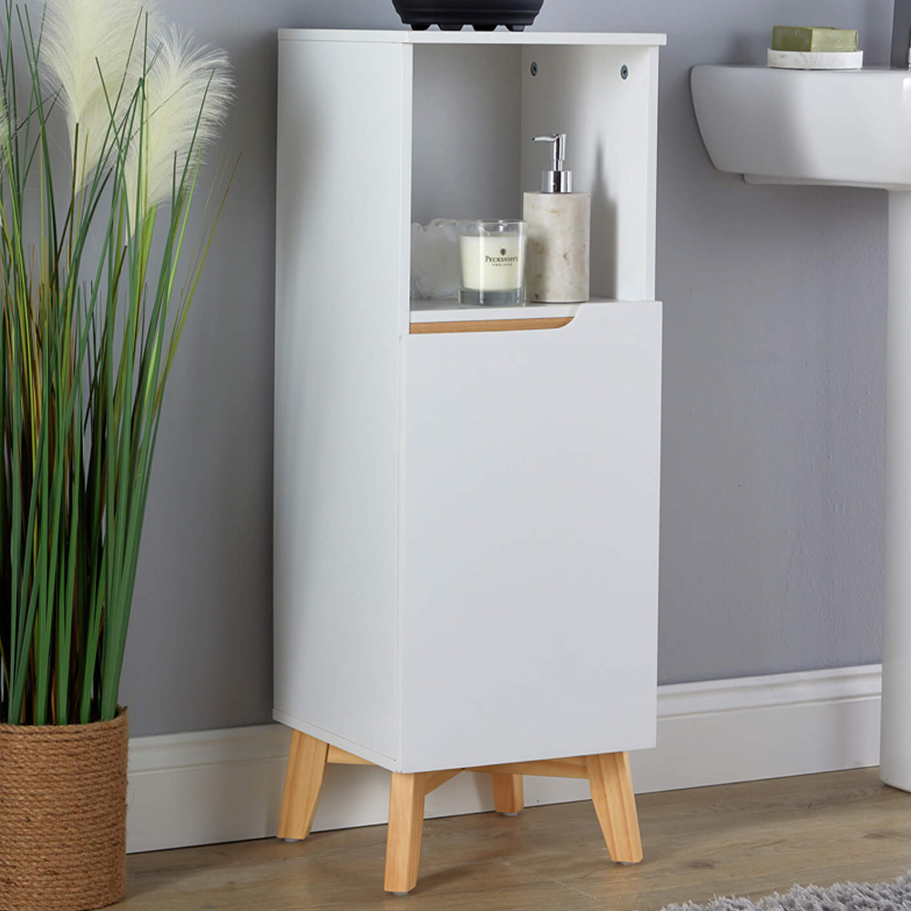 Home Source Florence White Single Door Bathroom Storage Cabinet Image 1