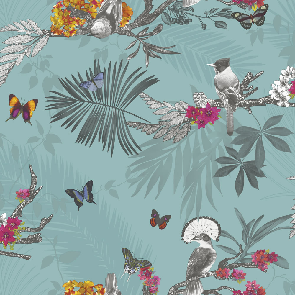 Arthouse Mystical Forest Teal Wallpaper Image 1