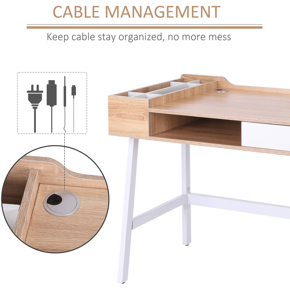 Portland Computer Writing Desk Oak and White Wilko