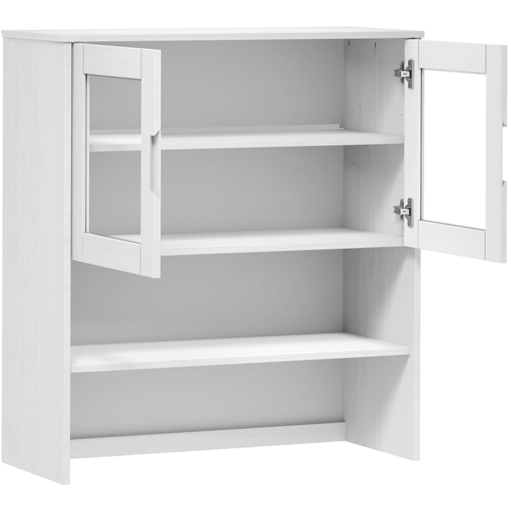vidaXL Molde 2 Glass Door Single Open Shelf White Highboard Top Image 5