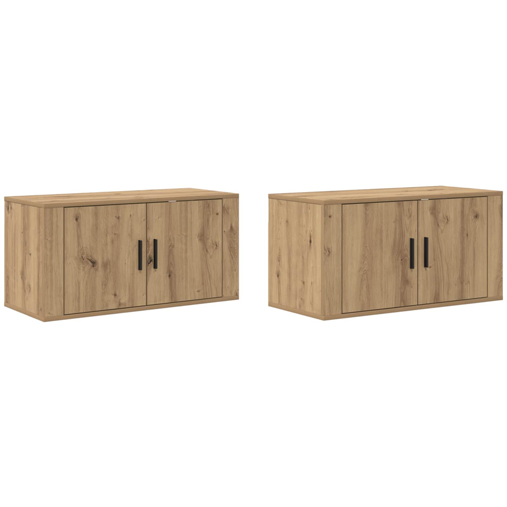 vidaXL 2 Door Artisan Oak Wall Mounted TV Unit Set of 2 Image 3