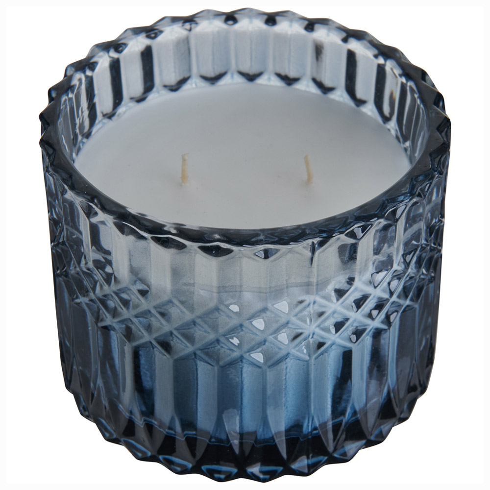 Wilko Blue Ombre Etched Glass Candle Image 1