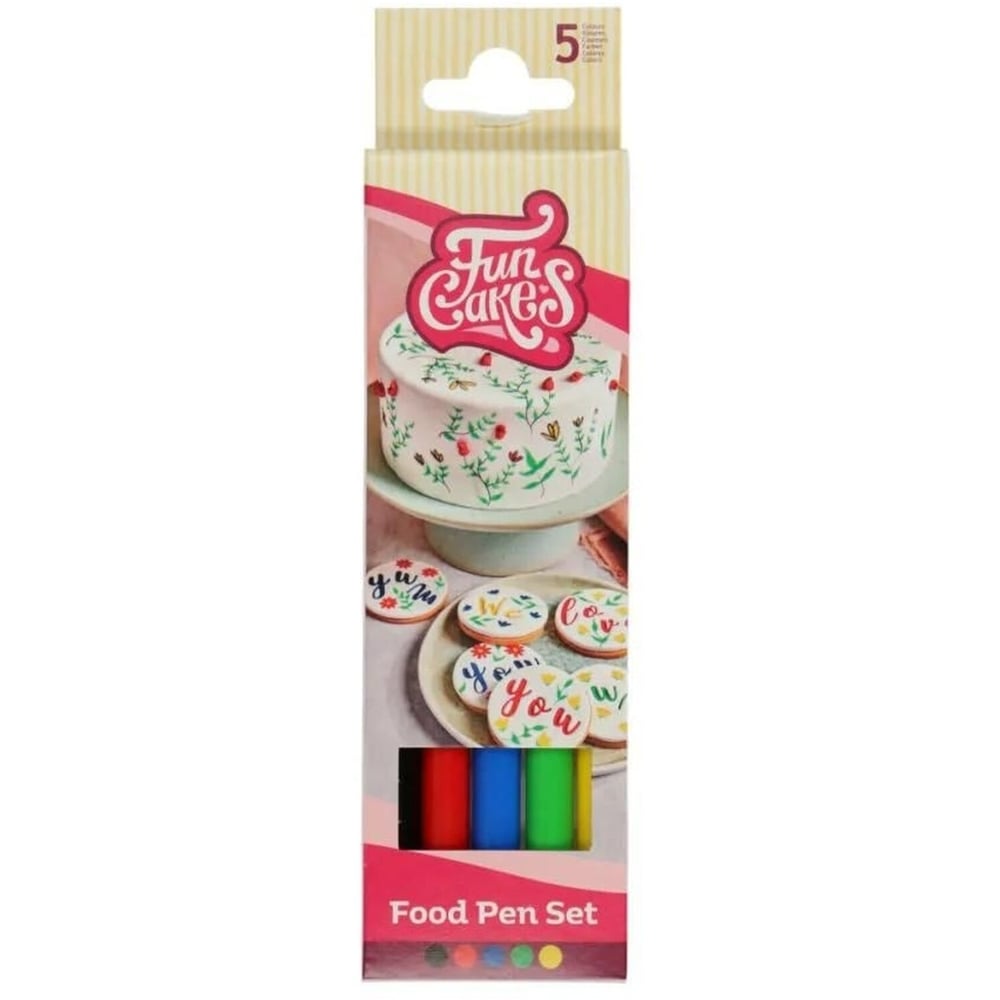 Set of 5 Primary Colour FunCakes Food Pens Image 1