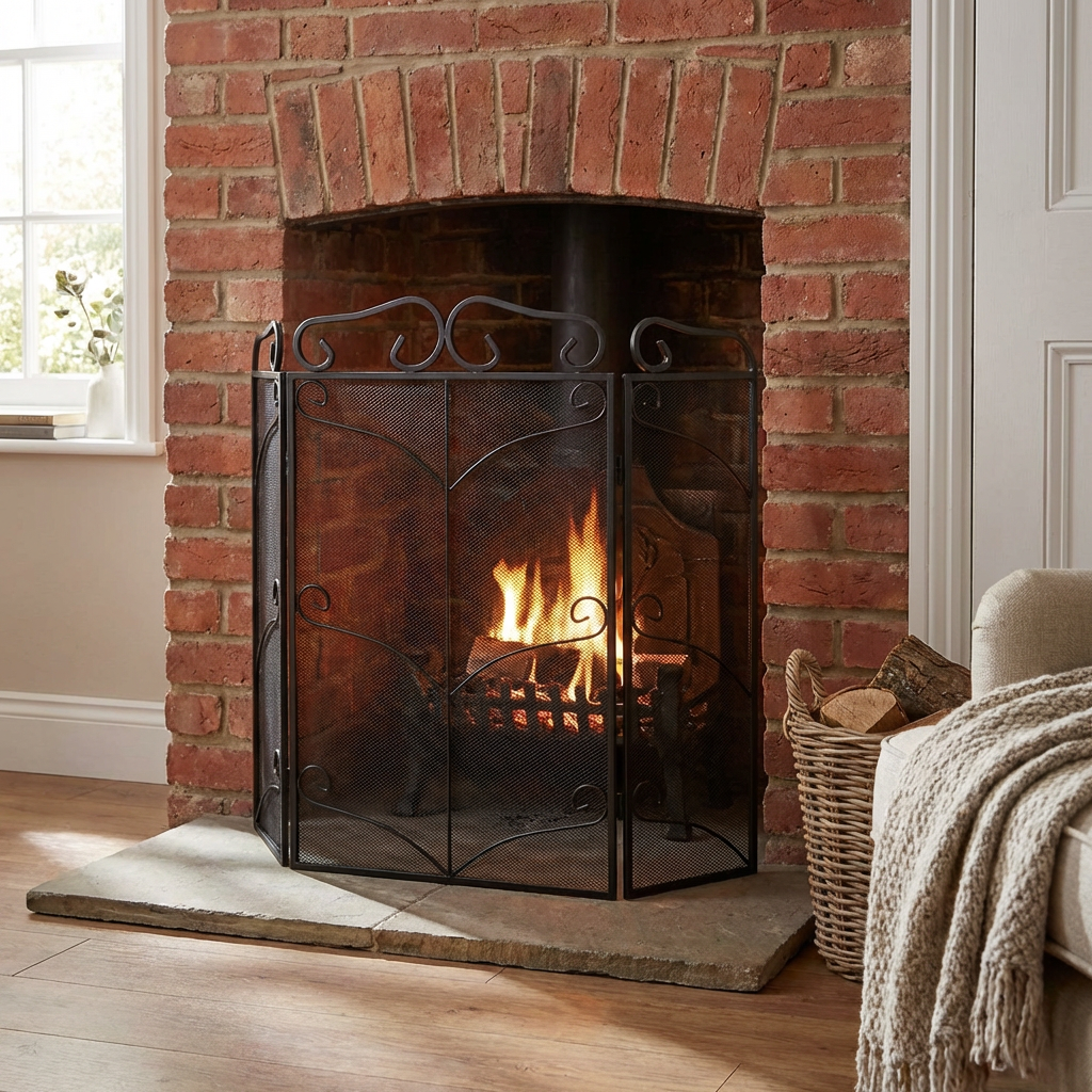 3 Panel Fiona Firescreen - Black Image 7