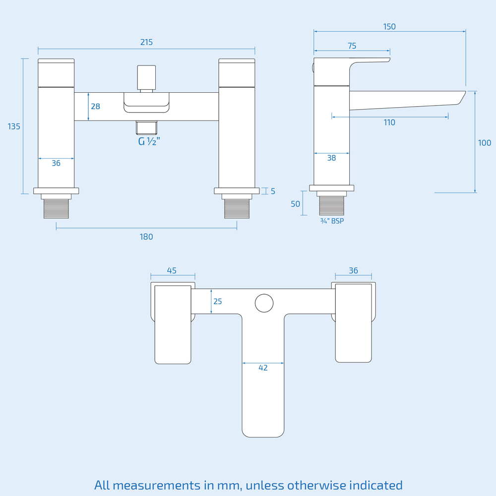 Nes Home Astra Matte Black Square Shower Riser Rail Kit with Bath Mixer and Handset Image 5
