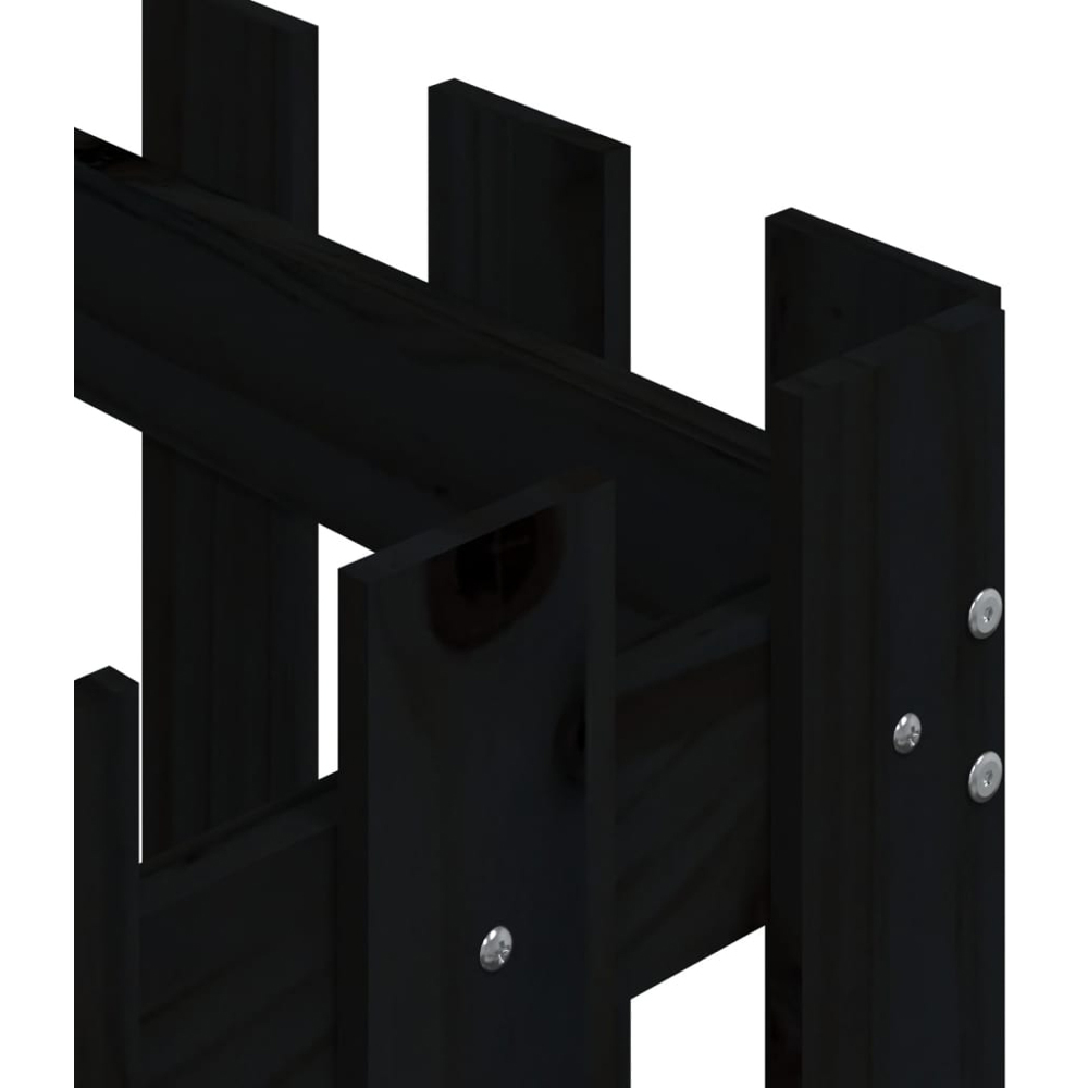 vidaXL Black Solid Pine Wood Fence Design Garden Planter 60 x 60 x 60cm Image 6