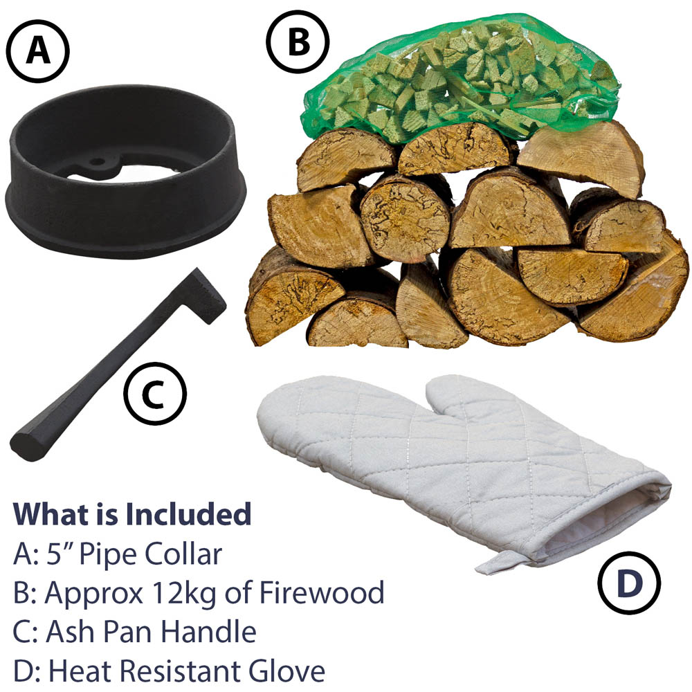 RoyalFire Cast Iron Multifuel Stove 4.5kW with Firewood Starter Kit Image 4