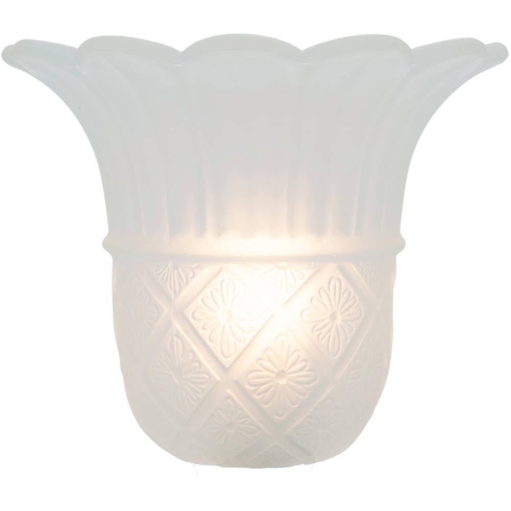Happy Homewares Frosted White Floral Glass Shade with Ribbed Petal Trim 2 Pack Image 5