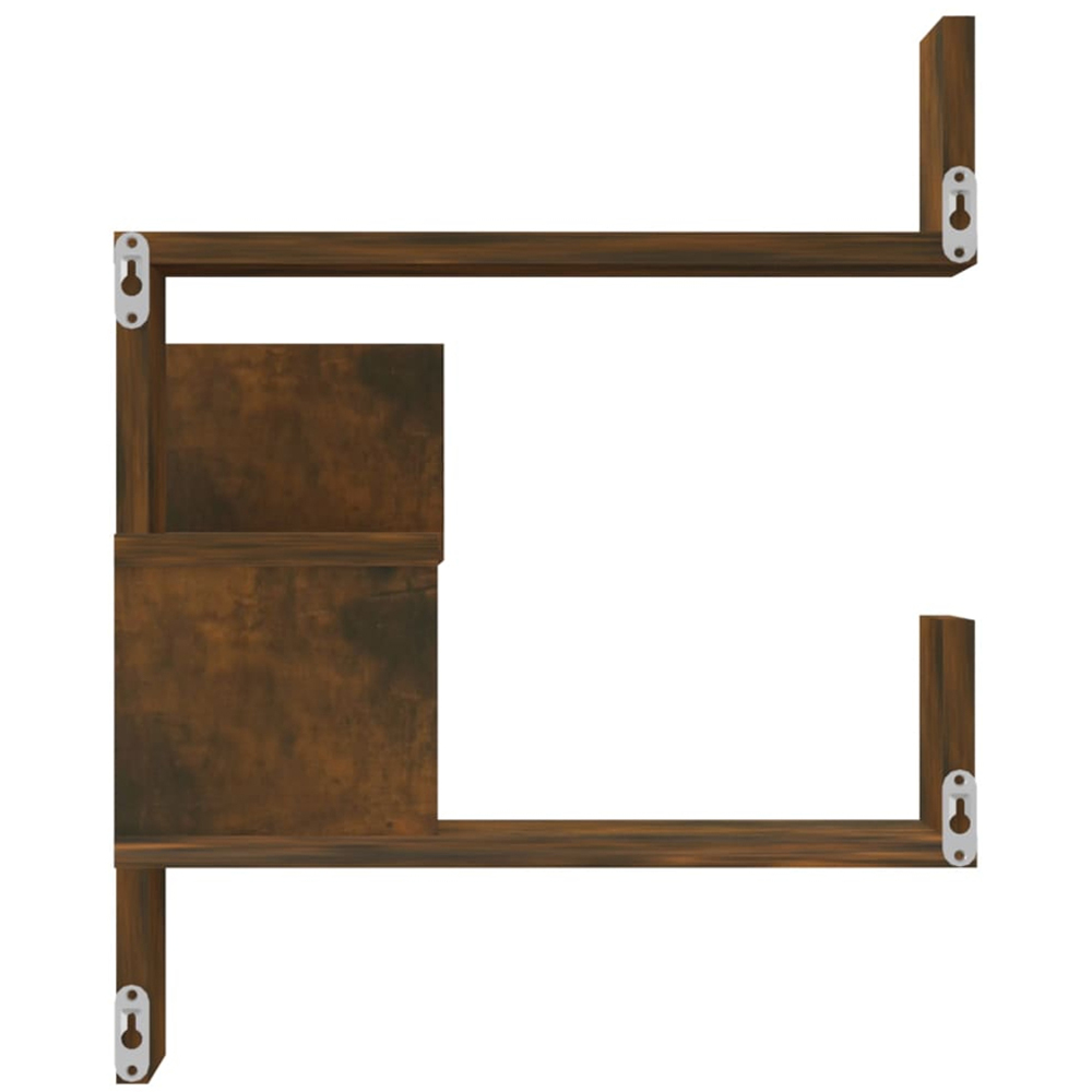 vidaXL 3 Shelf Smoked Oak Floating Corner Wall Shelf Image 3