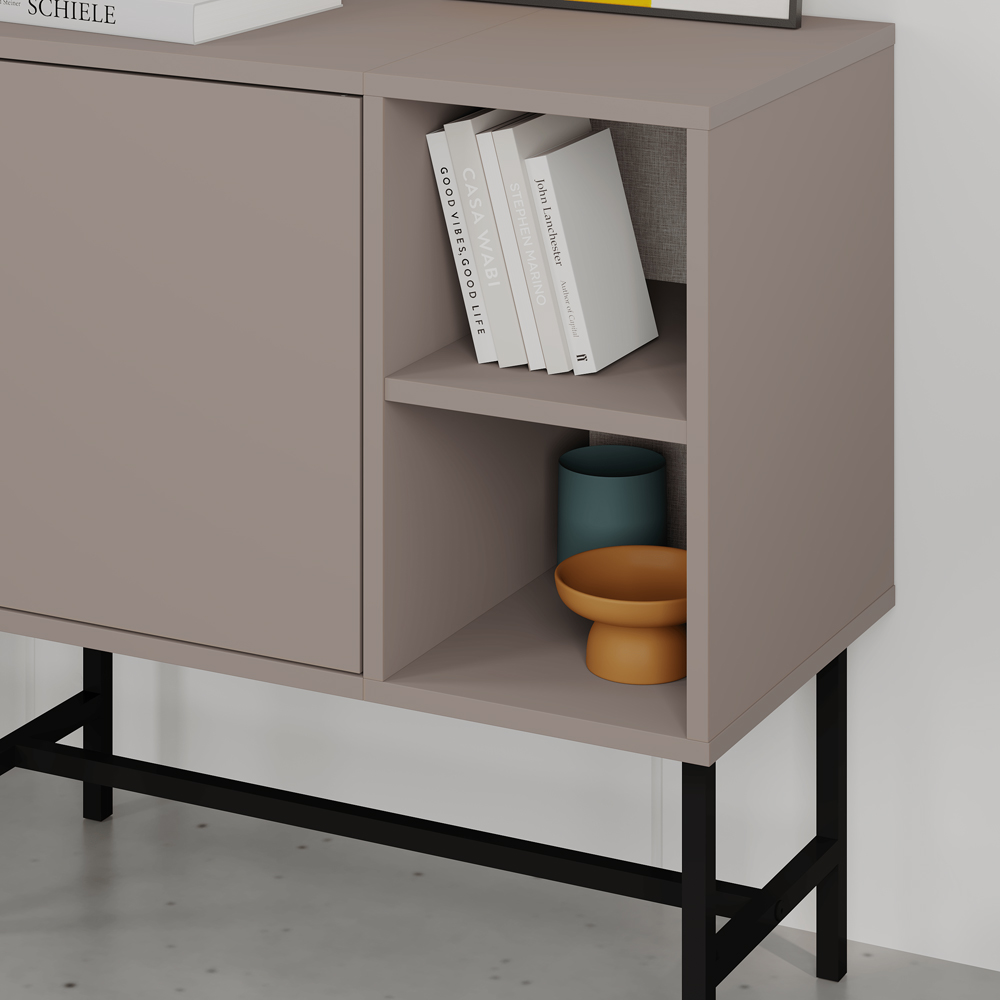 Decortie Mona Single Door 2 Shelf Mocha Grey Mini Console Table Image 4