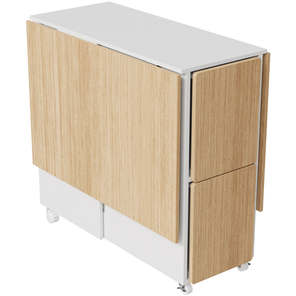 Living and Home 4 Seater Drop-Leaf Table Dining Set White and Light Wood Image 4