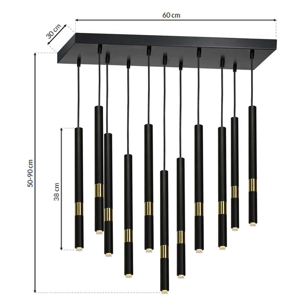 Milagro Monza Black Pendant Lamp 230V Image 6