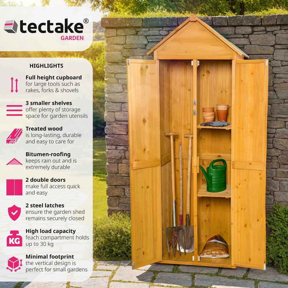 tectake Brown Garden Shed with Pitch Roof Image 7