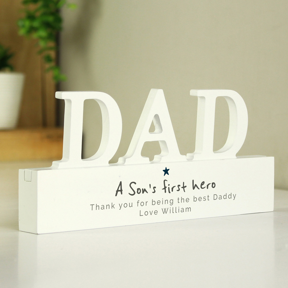 Personalised Memento Company Personalised Dad A Sons First Hero Wooden Ornament Image 2