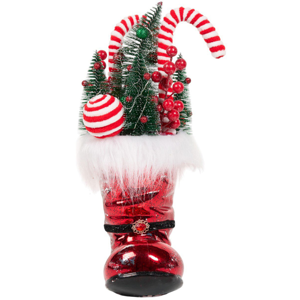 Candy Cane LED Boot Ornament Red Image 3