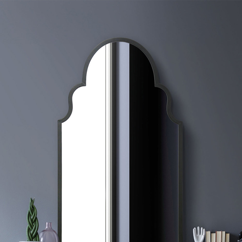 The Arcus Black Arched Metal Wall Mirror 104 x 61cm Image 3
