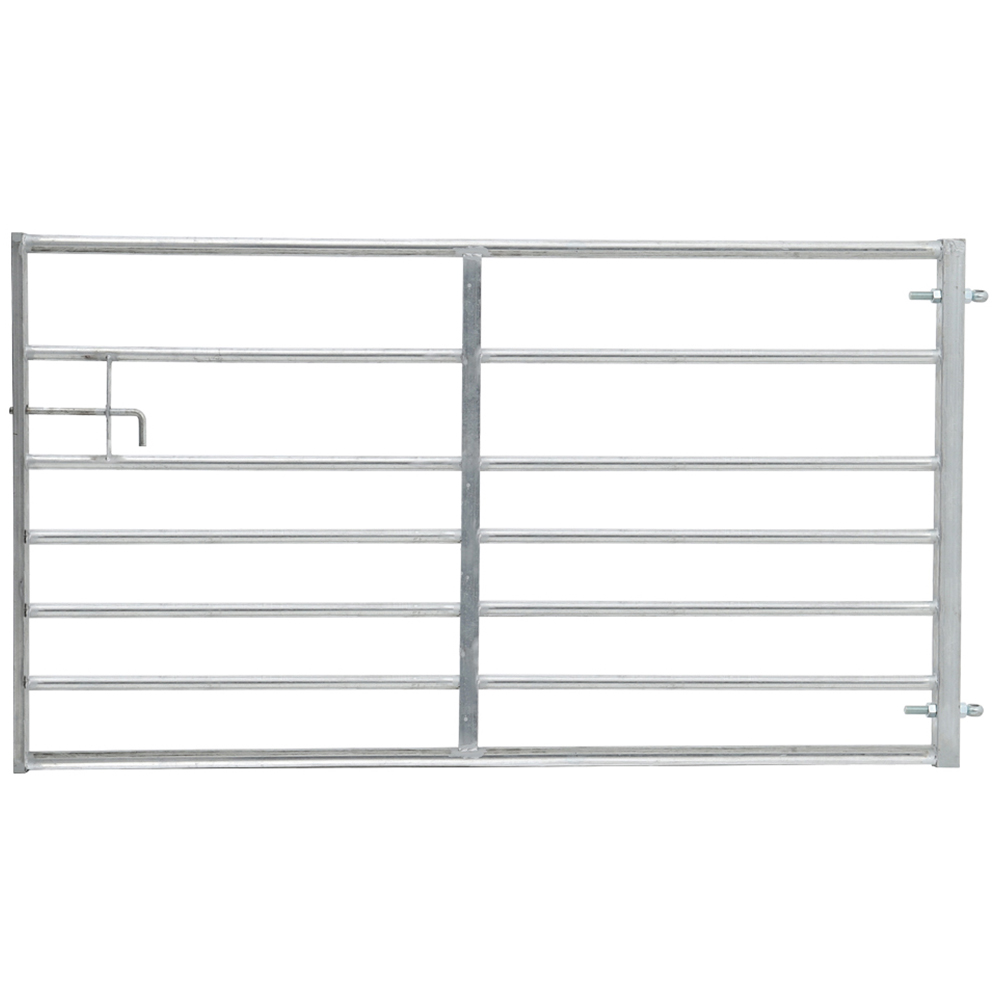 Living and Home 7 Bar Half Mesh Galvanised Metal Multipurpose 8ft Field Gate Image 1