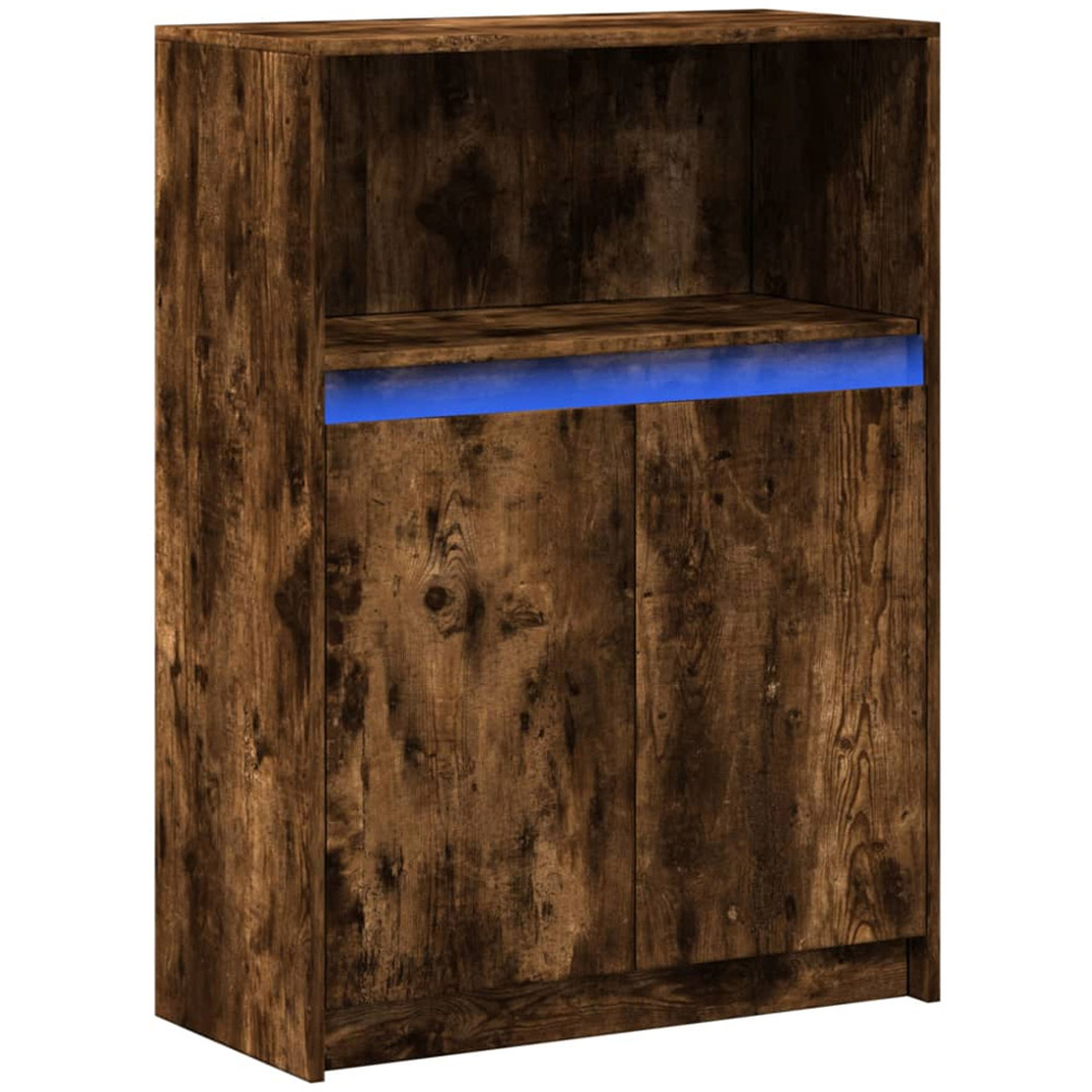 vidaXL 2 Door Single Shelf Smoked Oak Sideboard with RGB LED Lights Image 3