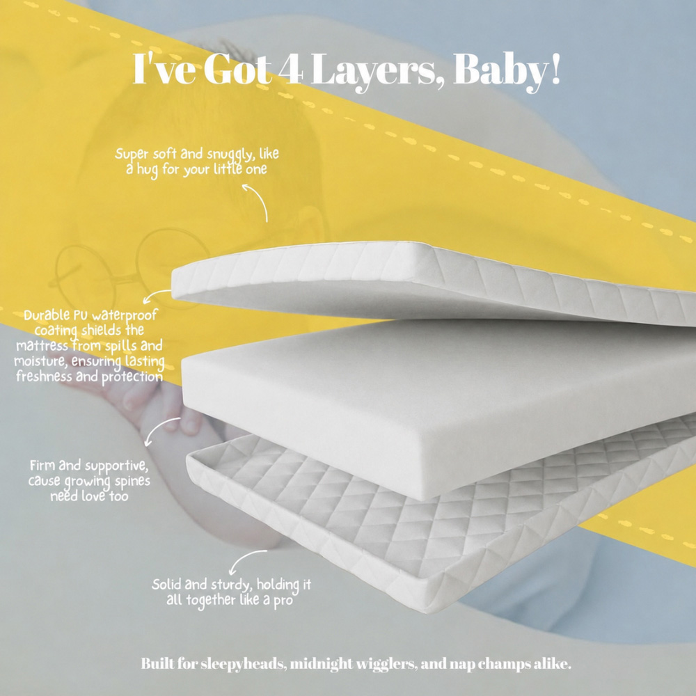 MHG Living Baby Cot Bed Extra Thick Waterproof Mattress 140 x 70 x 15cm Image 7