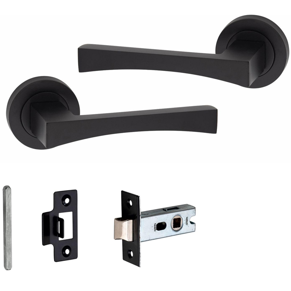 Golden Grace Matt Black Wave Door Handles Set 52mm Image 1