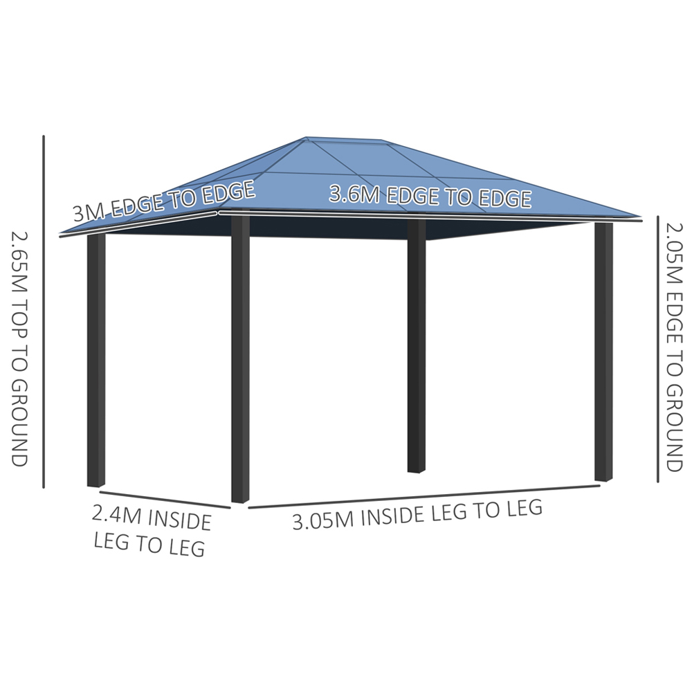 Outsunny 3 x 3.6m LED Solar Light Gazebo Tent Image 6
