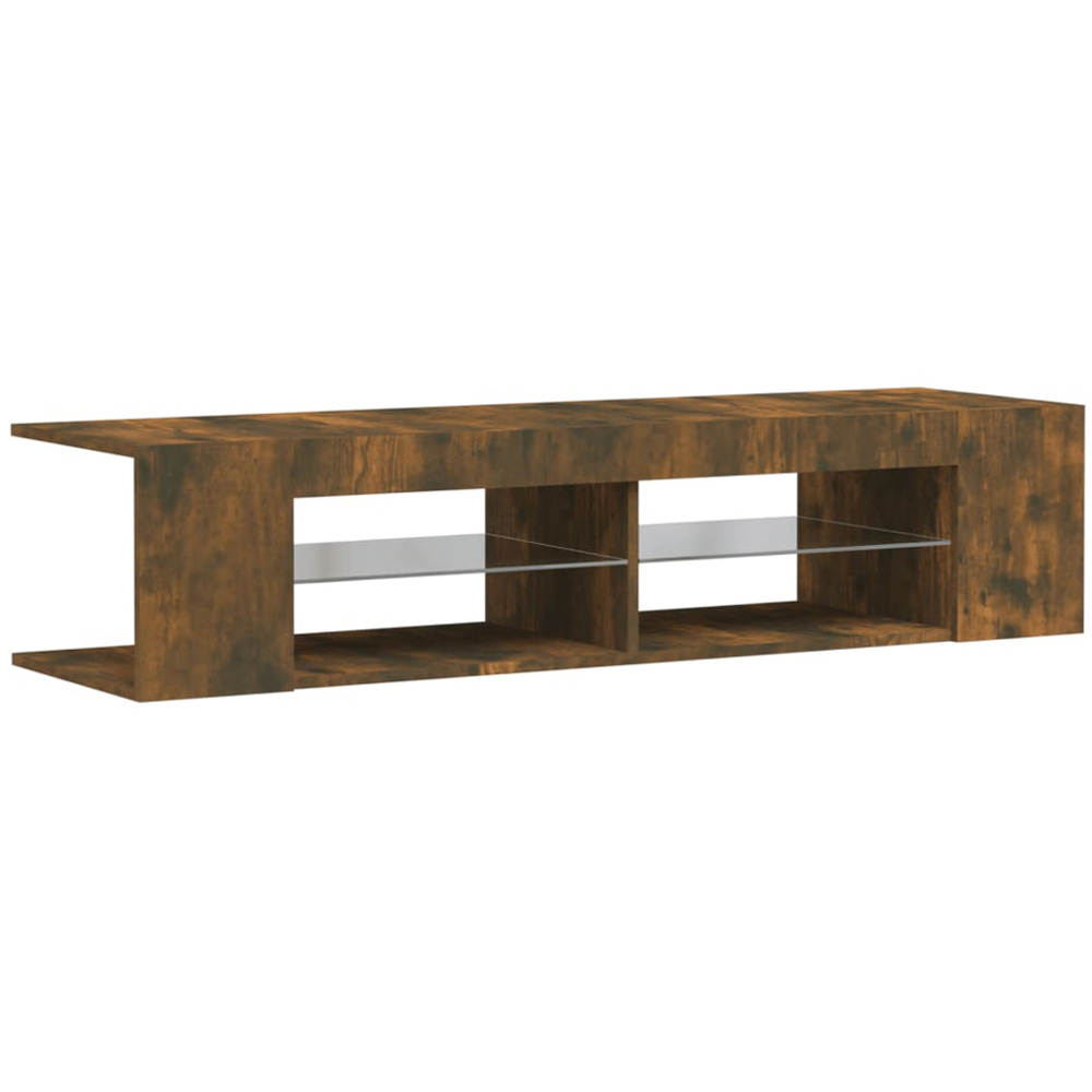 vidaXL 6 Shelf Smoked Oak TV Cabinet with LED Lights Image 3