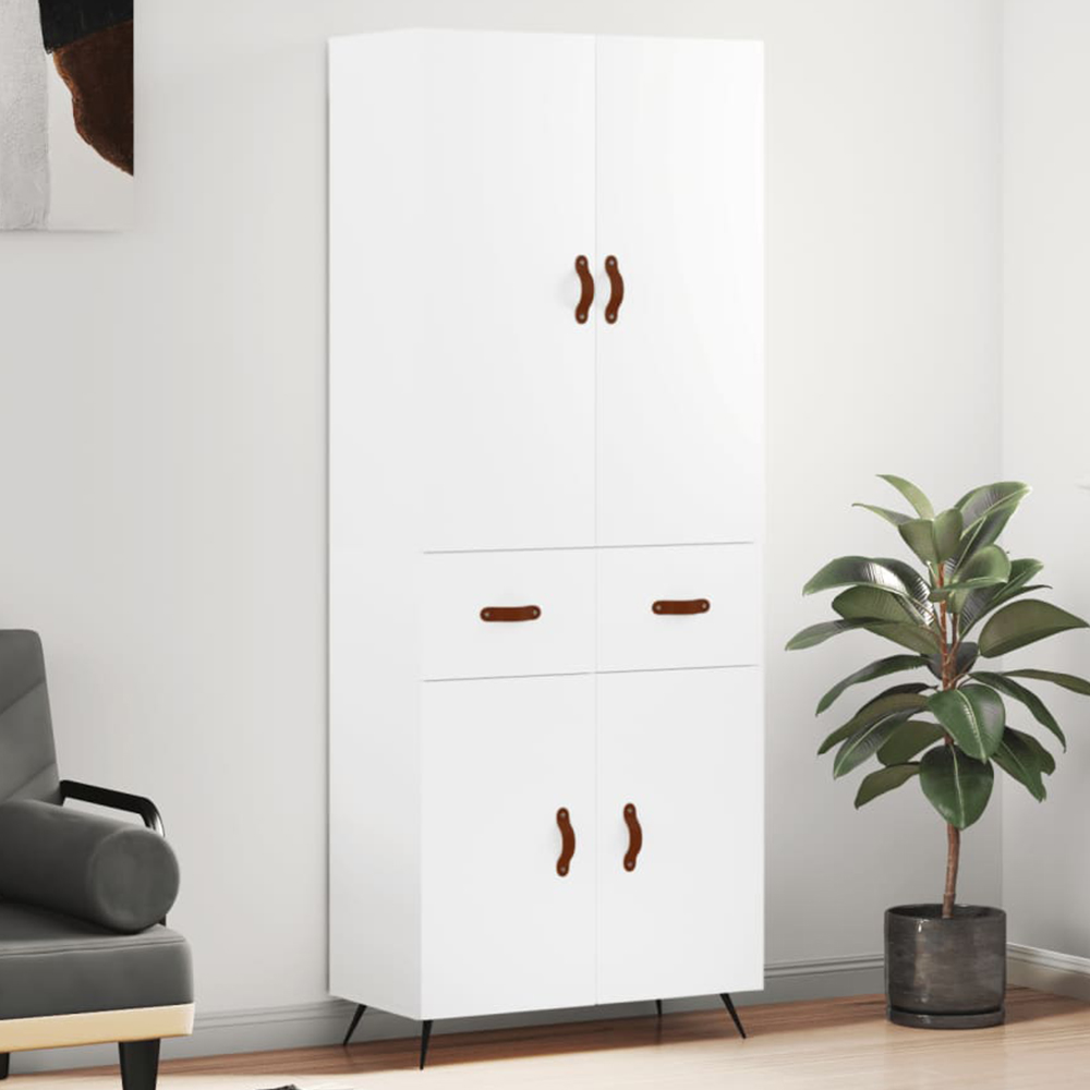 vidaXL 4 Door 2 Drawer White Highboard Image 1