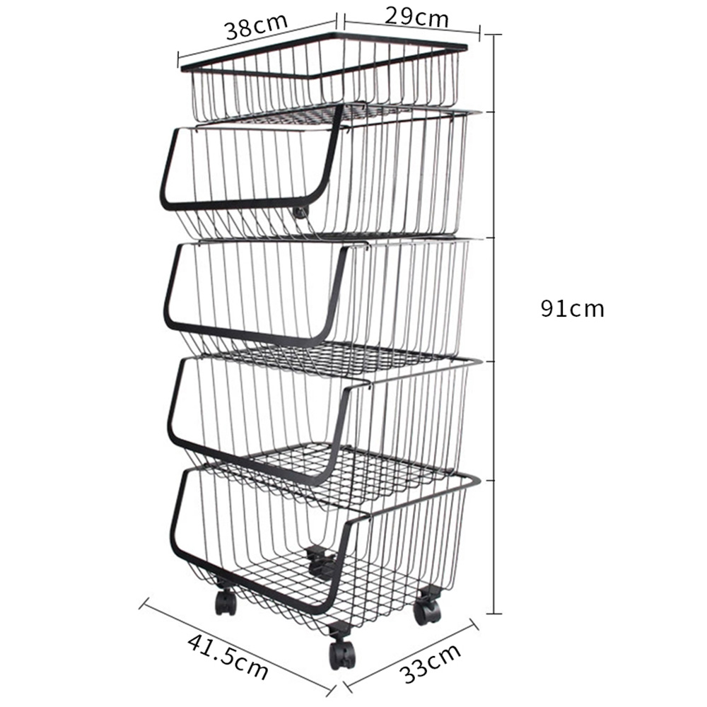 Living and Home 5 Tier Stackable Rolling Trolley Rack Image 6