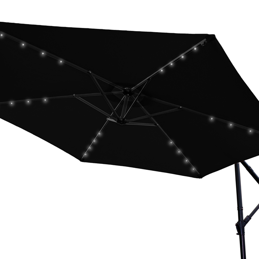 Monster Shop Black LED Cantilever Parasol 3m Image 4