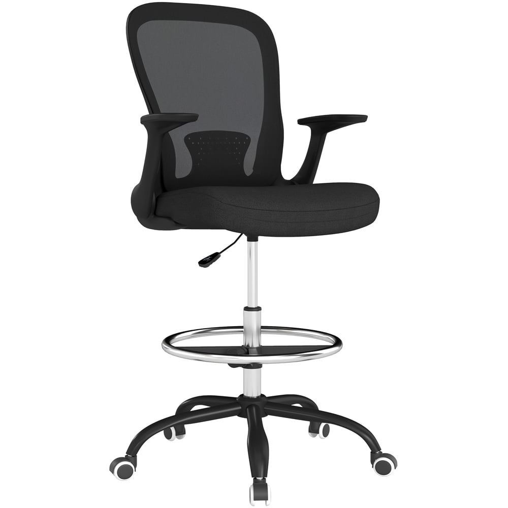 Portland Black Mesh Draughtsman Ergonomic Drafting Office Chair Image 2