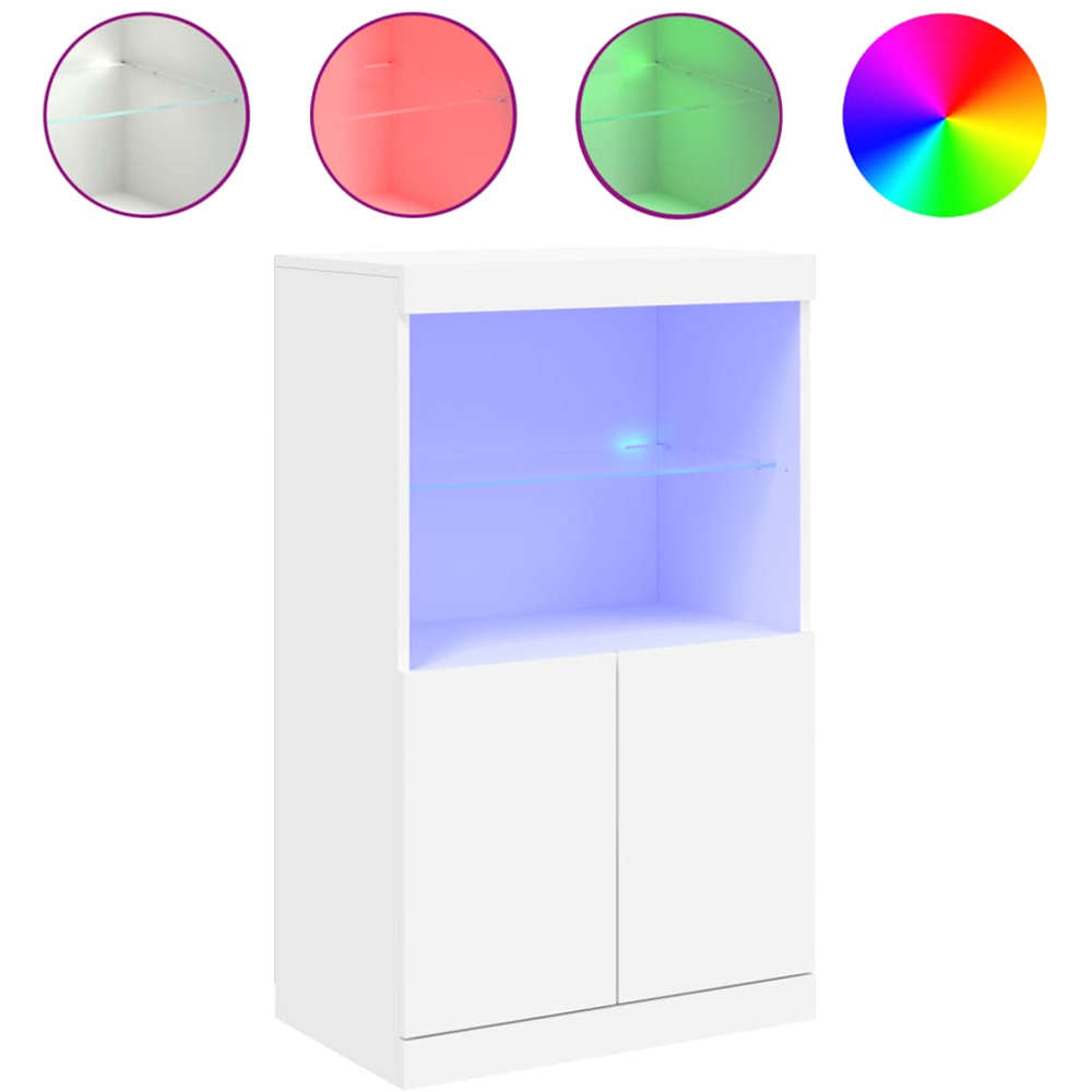 vidaXL 2 Door 2 Shelf White LED Sideboard Image 2