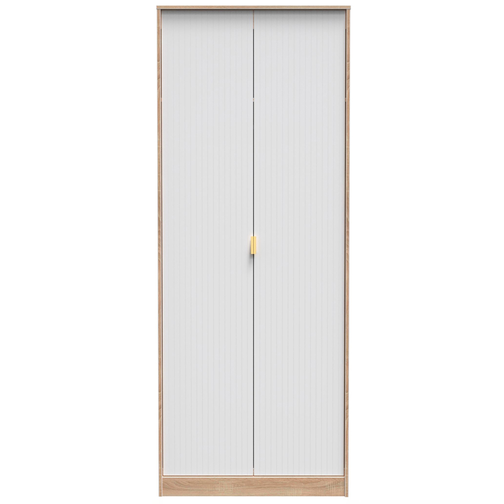 Crowndale 2 Door White Matt and Bardolino Oak Wardrobe Ready Assembled Image 3
