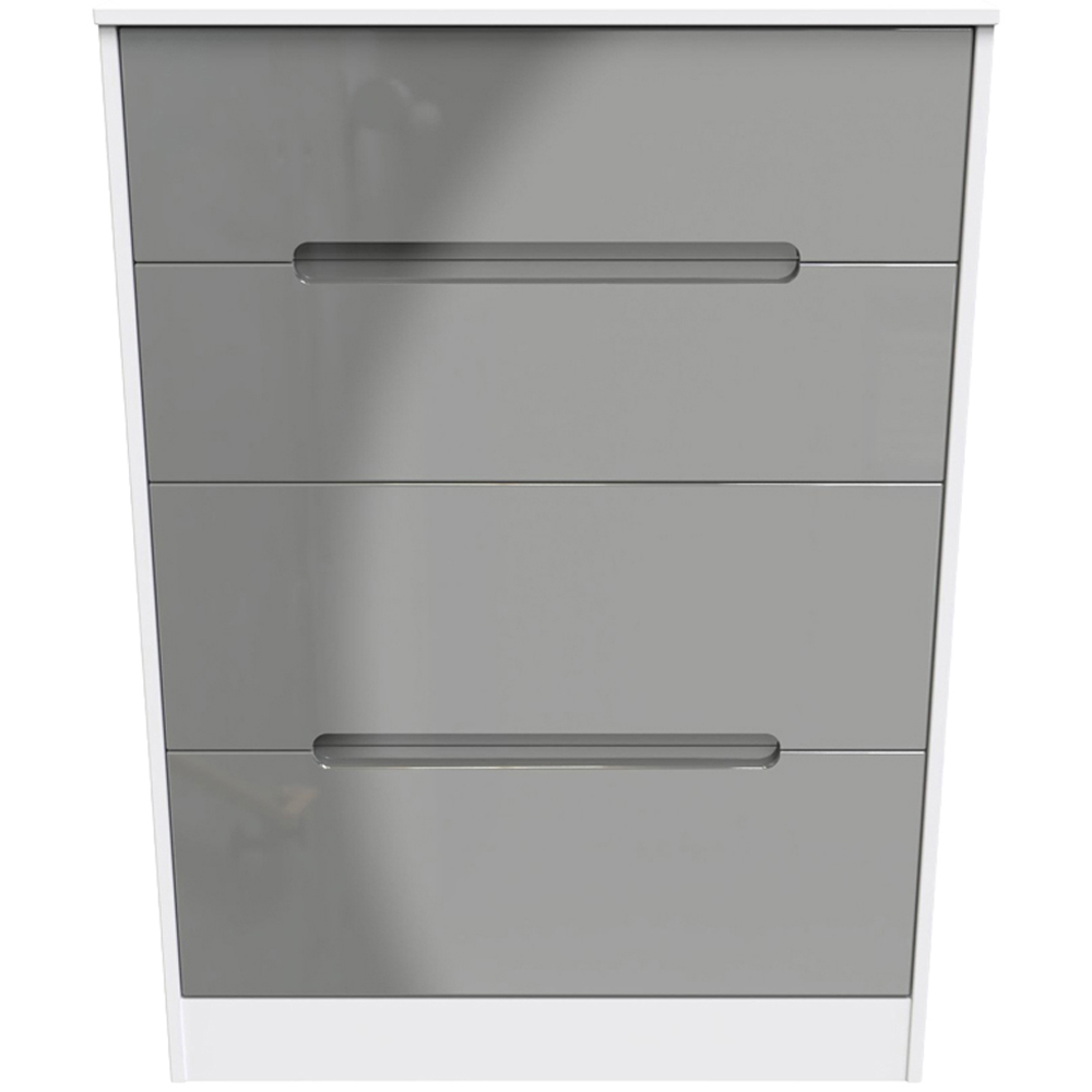 Crowndale Monaco 4 Drawer Grey Gloss and White Deep Chest of Drawers Ready Assembled Image 2
