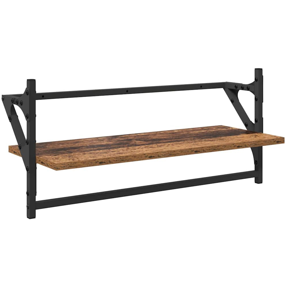vidaXL 9 Shelf Old Wood Wall Shelf Set of 6 Image 5