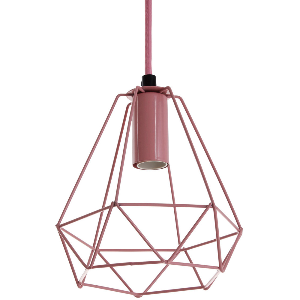 Premier Housewares Beli Pink Metal Wire Pendant Light Image 3