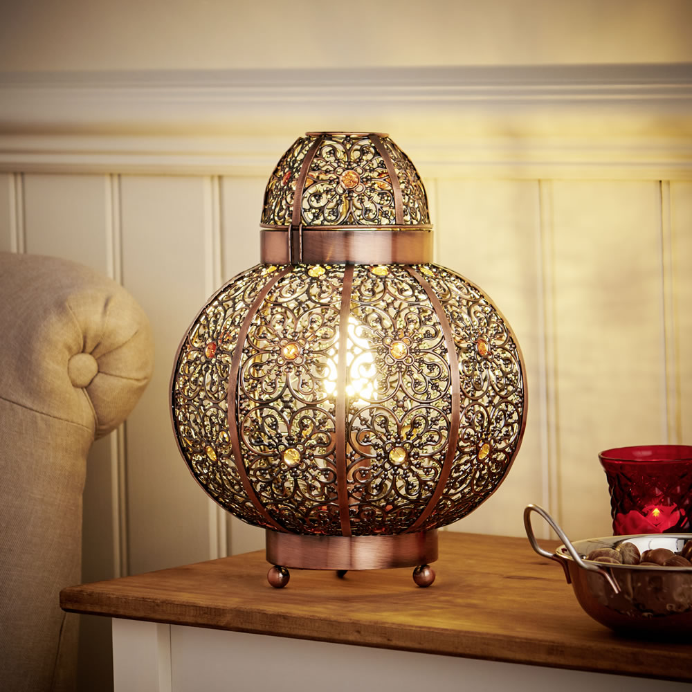 Wilko Bronze Beaded Table Lamp Image 7