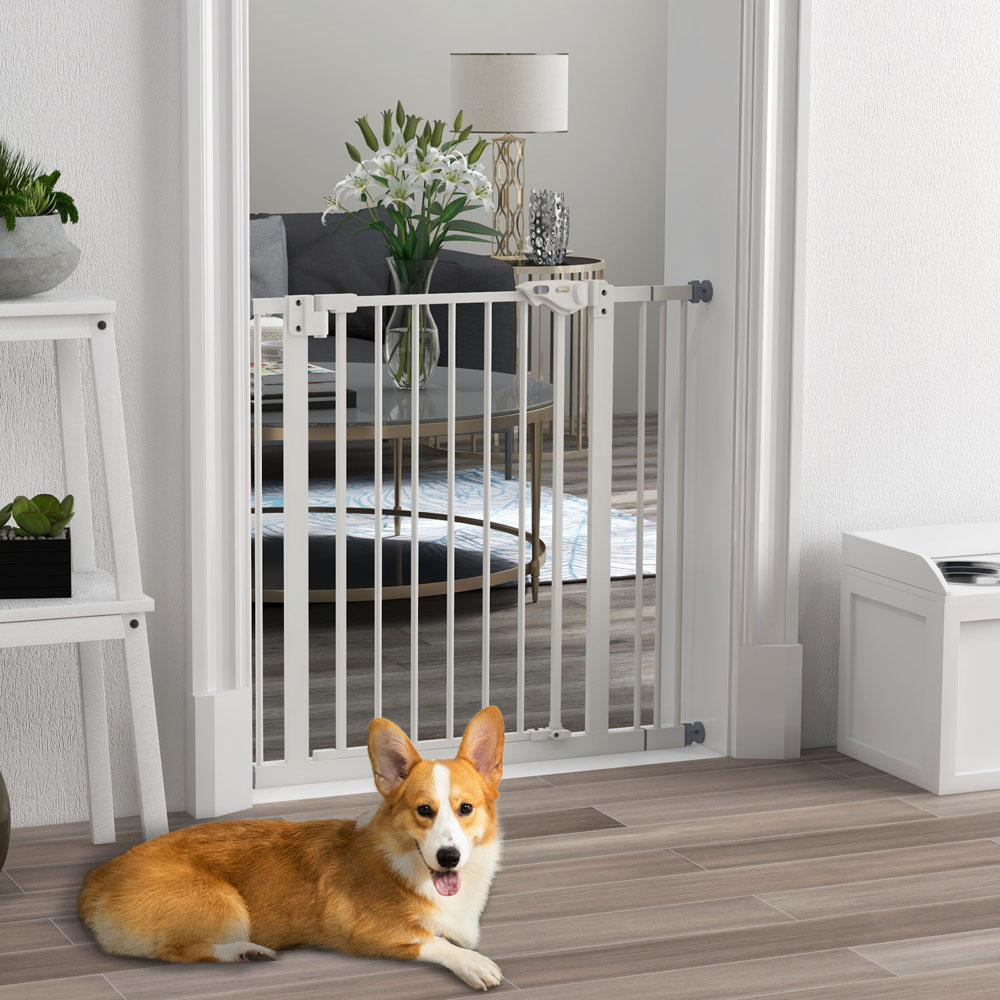 PawHut White 74-87cm Pet Safety Gate Image 2