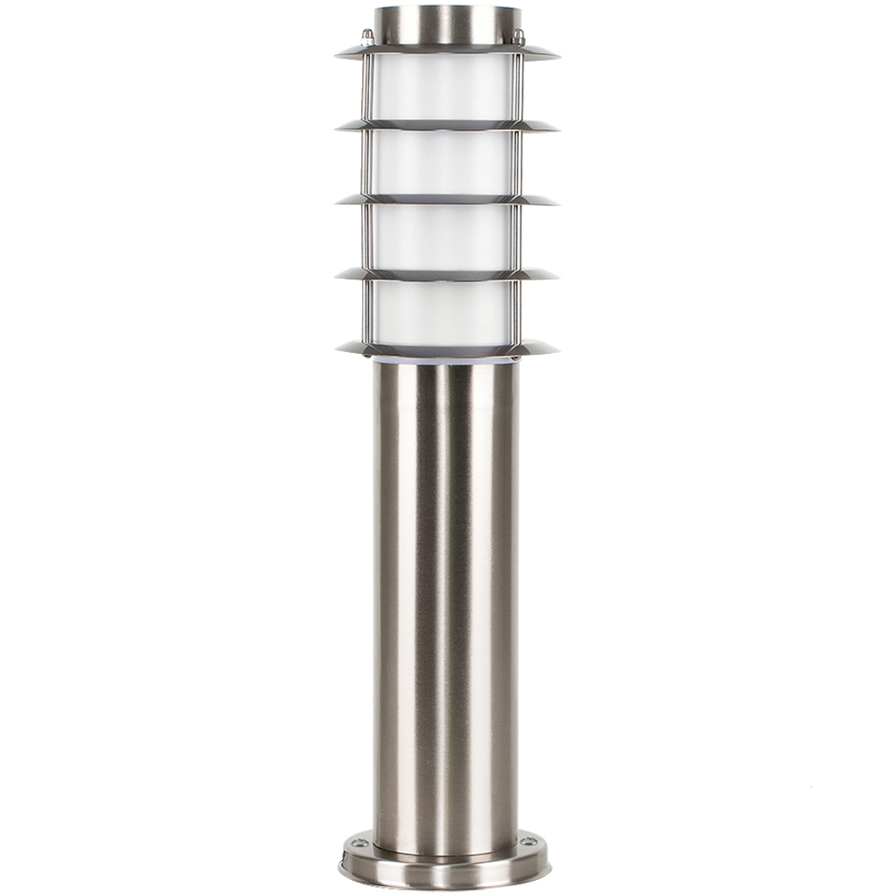 ValueLights Wharf Set of 2 Silver Warm White Bulb Bollard Lights Image 1