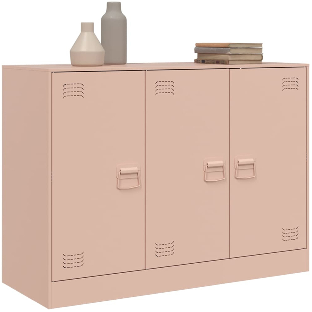 vidaXL 3 Door Pink Metal Sideboard Image 4