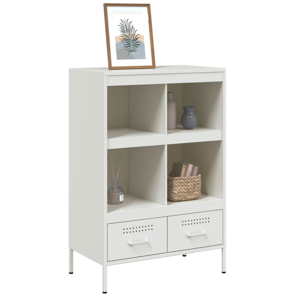 vidaXL 2 Drawer 4 Shelf White Highboard Image 4